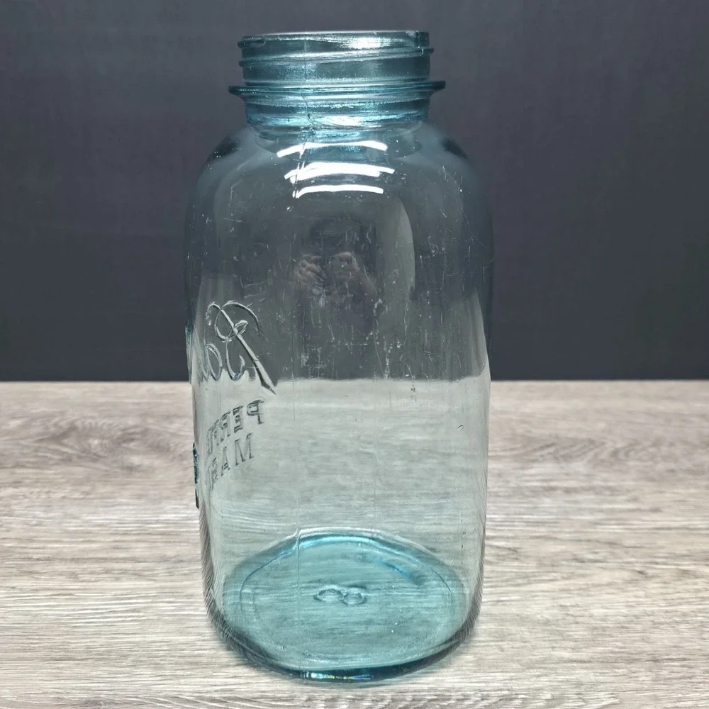 Vintage Blue Ball Perfect Mason Jar 2 Quart Half Gallon Canning Jar 8 Base